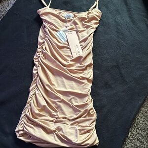 Oh Polly Peach Satin Dress